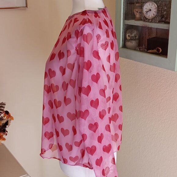Groovy Gal Heart Sheer Top. Elevated Indie, Akubi, Whimsical - Picture 4 of 7